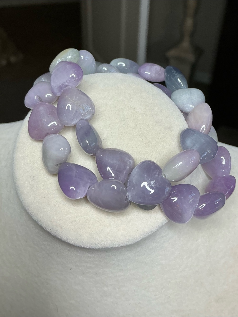 HQ Green/Purple Kunzite Hearts